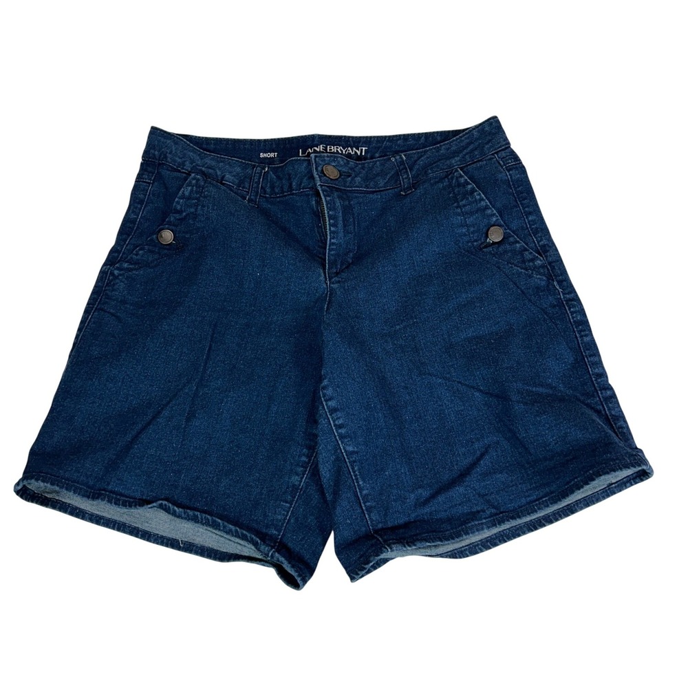 Lane Bryant Womens Size 14 Dark Wash Denim Shorts Stretch Cotton RN 118641